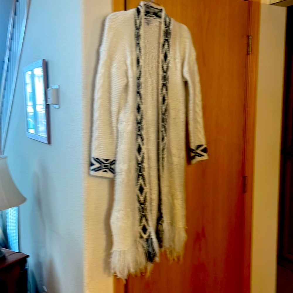 Long cozy fringe sweater